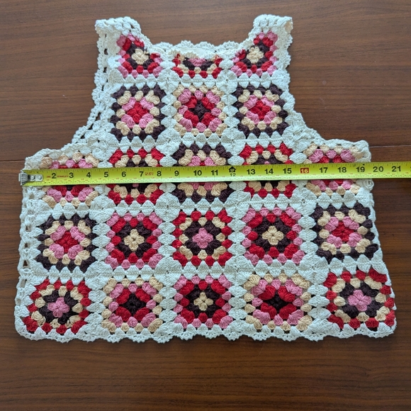 Lucky Brand Tank Top Size Xs Granny Square Crochet Vest Open Knit Boho - Picture 7 of 8